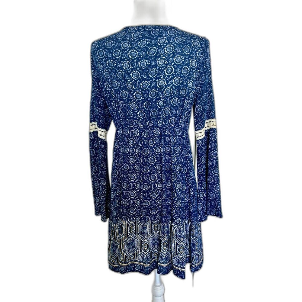 Illa Illa Brand Flare Sleeve Tunic Top Bohemian Style Women's Small Lace Trim - Picture 2 of 11